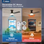 2 Pack 42 inch Low Profile Ceiling Fan with Light and Remote Control Flush Mount Reversible 3CCT Dimmable Noiseless Black Ceili - Image 5