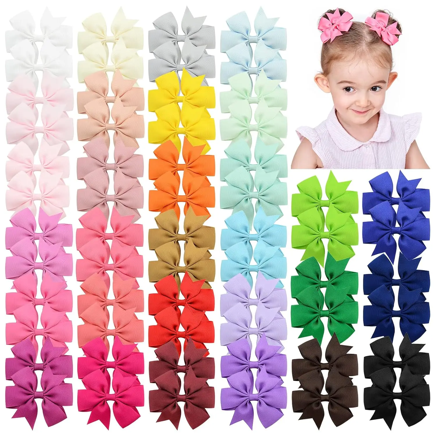 Sdf7f40106f0240be975632751a03ed94Q.webp 20/40Pcs Sweet Random Candy Color Bow Hair Clip Set for Baby Girls Cute Ribbon Hairpin Kids Headwear Kids Hair Accessories Gifts - Image 1
