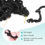 8Pcs Heat Resistant Dreadlock Crochet Hair Faux Locs 24 Inch Synthetic Extensions Black Soft locs for Halloween and Christmas