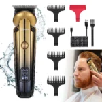 Hatteker Beard Grooming Kit for Men USB Waterproof Hair Clipper T-Blade Trimmer with Detailer Comb And Cleaning Brush
