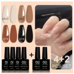 Gel Nail Polish Kit -6 Colors Nude Pink Gel Polish Set Skin Tones Neutral Brown Soak Off Gel Nail Kit Manicure DIY Nail Art - Image 3