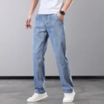 Summer Thin Men’s Jeans Lyocell Fabric Soft Breathable Straight Denim Pants