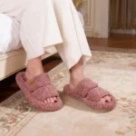Pallene Furry Cozy Women's Home Slippers Slip On Slides Open Toe Rubber Insole House Slides Fuzzy Warm Bedroom - Image 6