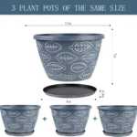 Outdoor Flower Pots for Plants Set of 3 Pack 11 Inch Planter Pot, Large Plastic Plant Pots Indoor Plants with Drainage Holes