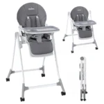 Sejoy Baby High Chair Adjustable with 5-Point Harness 3-Tier Tray & Wheels CE/CPC Certified Children's Dining Chair - Image 8