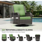 Outdoor Swivel Rocker Patio Chairs, Wicker Patio Furniture with High Back, Deep Seating, Wide Armrest, Thickened, Customized - Image 3