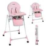 Sejoy Baby High Chair Adjustable with 5-Point Harness 3-Tier Tray & Wheels CE/CPC Certified Children's Dining Chair - Image 7