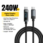 Essager 240W USB Type C To USB C Cable 100W PD 3.1