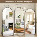 21×64 inch Arched Full Length Mirror-Aluminum Alloy Frame High Definition-Full Body Mirror for Bedroom or Living Room