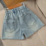 New Summer Girls Shorts Jeans Fashion Embroidery Bow Short Denim Pants For 2-12 Years Kids Clothes Children Cotton Trousers - Image 2