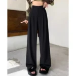 Women Fashion Suit Pants Lady Breathable Baggy High Waist Wide Leg Summer Trousers