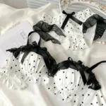 Women's Cute Bow & Polka Dot Bra Set - No Wire Push Up for Petite Chest, Comfort Lace Underwear Set (2-Piece)