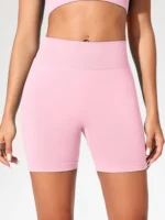 Summer High Waisted Yoga Shorts Fashionable and Sexy Running Fitness Pants Solid Color Yoga Leggings - Image 2