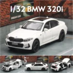 1/32 BMW 320i Sedan Miniature Diecast Toy Car Model Sound & Light Doors Openable Educational Collection Gift for Children Boy