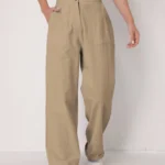 Elegant Solid Color Linen Wide Leg Pants for Women High Waist Drapey Casual Summer