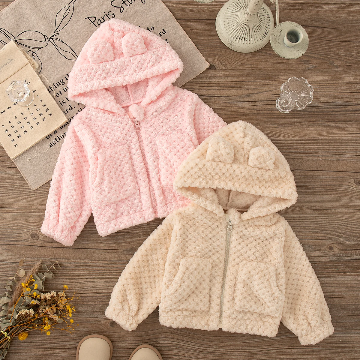 Se6709bbf59404d6bb24537fa21ee2754r.webp Girl Autumn Winter Keep Warm Clothes Lovely Zipper Hooded Long Sleeved Jacket Baby Girl Pink Plush Coat - Image 1
