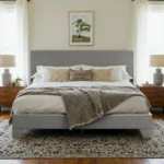 HOOMIC Upholstered Bed Frame with Adjustable Headboard, Soft Linen Fabric, Strong Supporting Structure, Noise-Free Allewie - Image 8