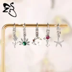ZS 1 Piece 20G Trendy Hoop Nose Rings Women Moon Star Flower Pendant Septum Piercing Ear Helix Cartilage Piercings Jewelry 8MM - Image 3