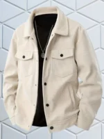 Men's Casual Black Corduroy Jacket Vintage Trucker Style Long Sleeve Button Up Coat - Image 8