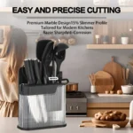 17Pcs Silicone Kitchen Utensils Set with Knife Block Stainless Steel Kitchen Knives Set Non-Stick Cooking Tools Scissors Peeler - Image 5