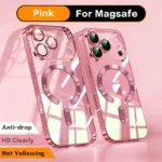 Fashion Orange Magnetic Clear Case For iPhone Air 17 16 15 14 13 12 11 Pro Max Plus Wireless Charge Plating Soft Business Cover - Image 11