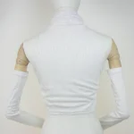 Tank Top Sleeve Cover Sleevless Side Pleats Turtleneck T-shirt  Sexy Ribbed Knitted Tops
