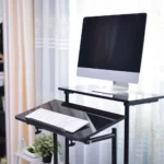 Mobile Standing Desk Stand Up Rolling Desk, Stand Sit Computer Desk Adjustable Standing Desk 23.6inches Table, Customized - Image 6