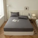 Kuup Polyester 3pcs Solid Color Queen Size Bedding Set - Fitted Sheet & Pillowcases with Elastic Band Mattress Cover - Image 12