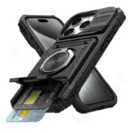 Military quality Case For iPhone 11 13 14 15 16 Pro Max Magnetic Rotated Ring Kickstand Heavy Duty Drop Protection Wallet Cover