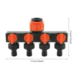 Four-Outlet Garden Water Connector with Separate Switches for Home Irrigation and Plant Watering Needs Easy Install