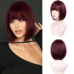 Center-parted black bob hairstyle synthetic wig for Halloween party cosplay wig daily high-temperature hair accessory - Image 15