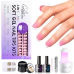 GELLEN Gel Nail Tips Kit 240Pcs Pre Shaped Short Square Soft Tips 15g Solid Gel Glue UV LED Lamp DIY Manicure Set Long Lasting