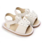 White Cute 0-18M Baby Cute Open toed Bow Summer Sandals Princess Casual Soft Rubber Bottom Non slip Sandals
