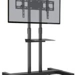 Adjustable Mobile TV Stand with Locking Wheels for 32-83 Inch Screens, Supports Up to 110 lbs