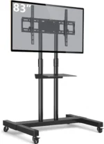 Adjustable Mobile TV Stand with Locking Wheels for 32-83 Inch Screens, Supports Up to 110 lbs