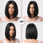 Center-parted black bob hairstyle synthetic wig for Halloween party cosplay wig daily high-temperature hair accessory - Image 5