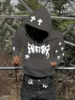 The new men’s hoodie for the autumn of 2025 features street casual fashion hip-hop simplicity and 3D cross print