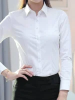 White long-sleeved shirt for women's business wear; workwear for interviews; stretchy business attire for women; blouse - Image 5