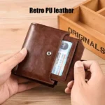 Men’s Coin Purse Wallet RFID Anti-theft Man Leather Wallet Zipper Business Card Holder Money Bag Wallet Male