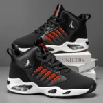 Men's High-Top Basketball Shoes Feature a Breathable Mesh Design for Maximum Comfort Outdoor Shock-Absorbing Running Shoes, High-Rebound Cushioning Technology, Make Running Smoother and More Comfortable, Enhance Support, Stylish White Design, Suitable for Athletic Performance and Everyday Wear. - Image 2