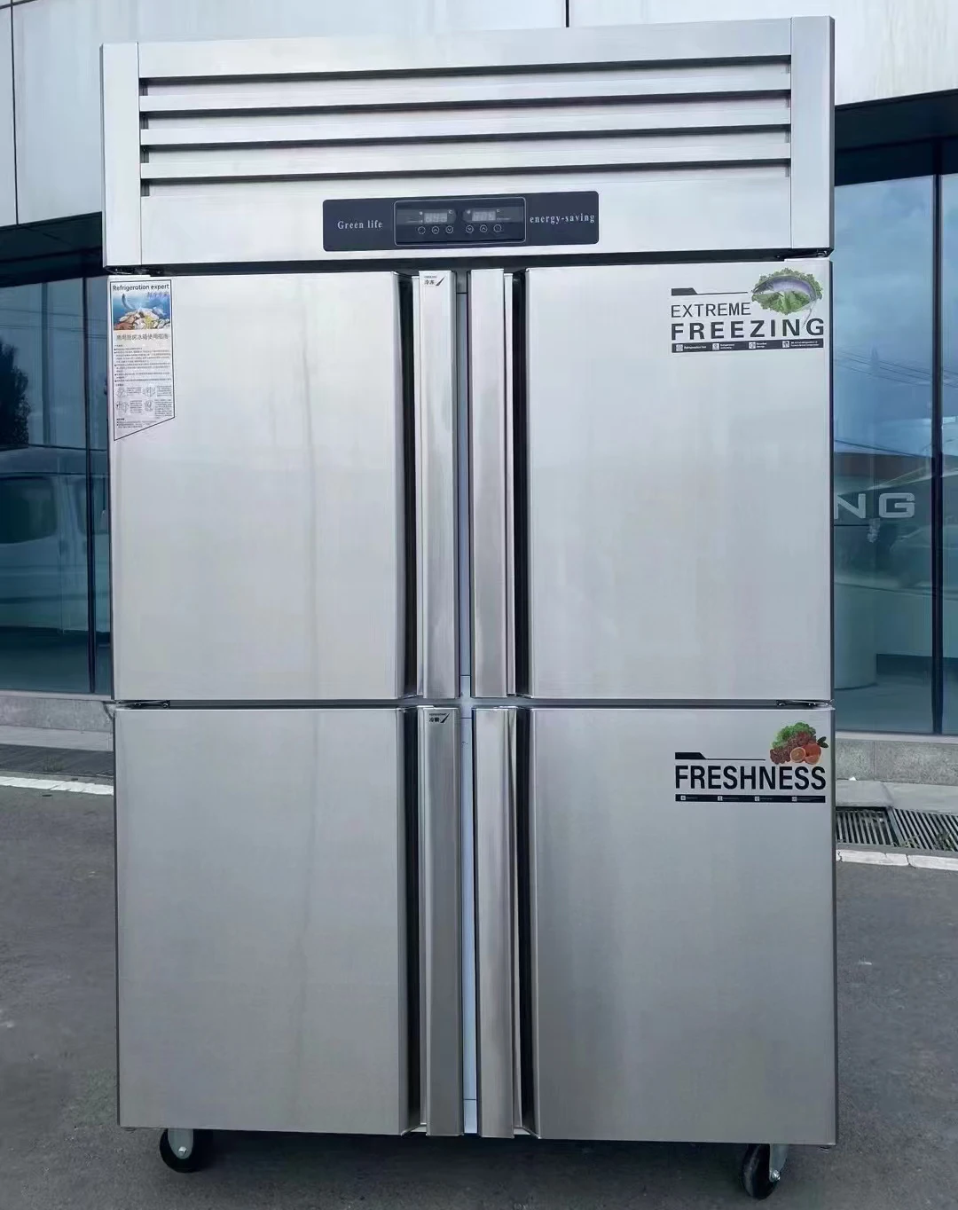 Sed31acd3381a4c65a1407a0f9826b2d9f.webp Stainless Steel Large-Capacity Four-Door Commercial Vertical Upright Freezer Refrigerator for Kitchen - Image 1
