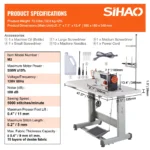 ​​SIHAO 550W Industrial Digital Sewing Machine, Servo Motor Lock Stitch 5000SPM For Leather/Canvas, With Control Panel/Worktable - Image 6