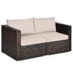 2 Seat Outdoor Wicker Loveseat Sofa Set, Modular PE Rattan 2 Pieces Outdoor Wicker Corner Sofa, Outside Furniture, Customized - Image 9