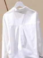 Designer-Inspired Niche Vertical Stripe Slim-Fit Pure Cotton Embroidered Shirt for Women - Image 2