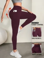 Women’s Super Soft Leggings with Pockets, High Waisted Tummy Control for Yoga Workout and Casual Lounge Wear Comfort