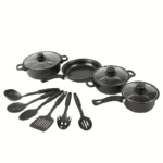 13-Piece Nonstick Cookware Set Black - Induction Compatible Pot Pan Set with Frying Pan & Utensils for Kitchen & Camping - Image 2