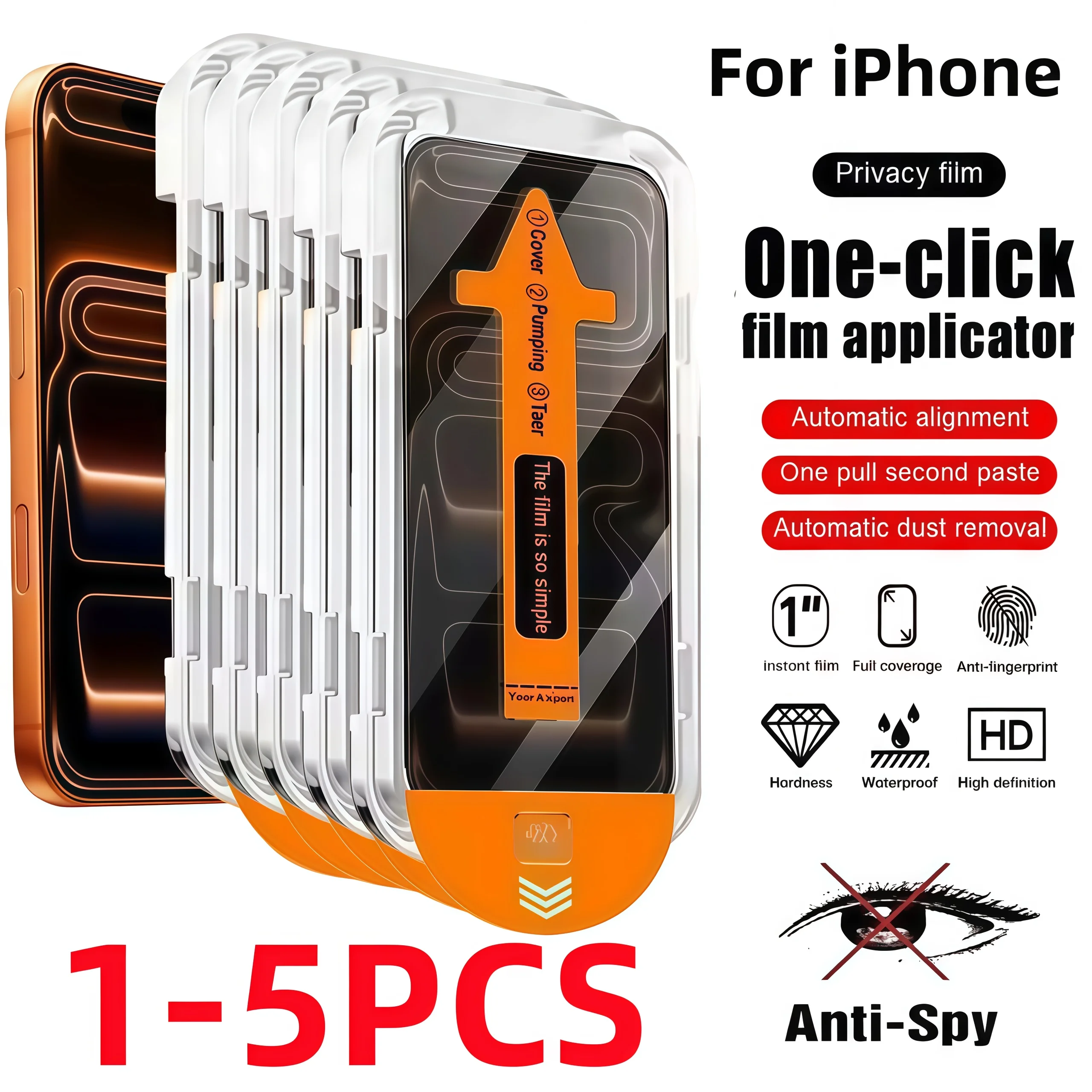 Seea64e90c7004f1da90ccf8140ad9affd.webp 1-5pcs Privacy Protective Film Screen Protector for iPhone 17 16 15 14 13 12 11 Pro Max 17Air16Por Series With Installation Tool - Image 1