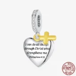 925 Sterling Silver Hamsa Hand Cross Dangle Charms Fit Original Bracelet Beads Faith Jewel plata de leyry DIY Easter Gift