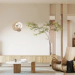 Modern Simple Silent Wall Clock, Moon Design – Quartz Movement, Wooden Material, for Bedroom, Living Room or Office Decoration