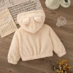 Girl Autumn Winter Keep Warm Clothes Lovely Zipper Hooded Long Sleeved Jacket Baby Girl Pink Plush Coat - Image 3